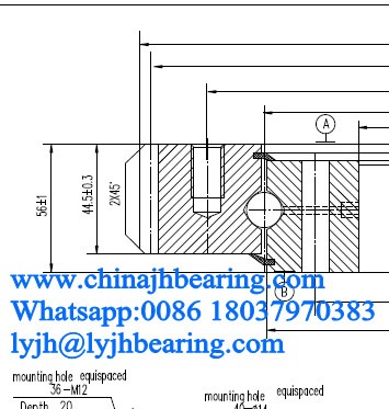 China. la oferta E.950.20.00.B Cuatro puntos de contacto rodamiento giratorio 950.1X772XD56 mm en stock precio y stock proveedor