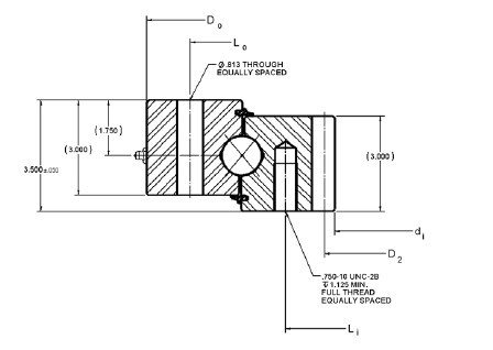 Rodamiento giratorio HT10-60N1Z con engranaje interno,anillo giratorio HT10-60N1Z,60x48.16x3.5 pulgadas proveedor