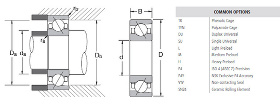 NSK rodamiento de bolas de contacto de ángulo 7021C o 7021A5 dimensión:105x160x26mm, grado P4 P3 P2 proveedor