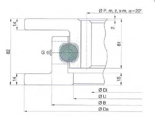 El TGB I.700.22.00.A-T anillo giratorio, I.500.22.00.A-T rodamiento del giradiscos,699x530x82 mm proveedor