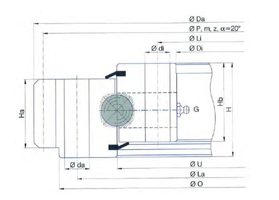 Tg rodamiento E.972.25.00.D.3 rodamiento giratorio, E.972.25.00.D.3 anillo giratorio, 972x766x70 mm proveedor