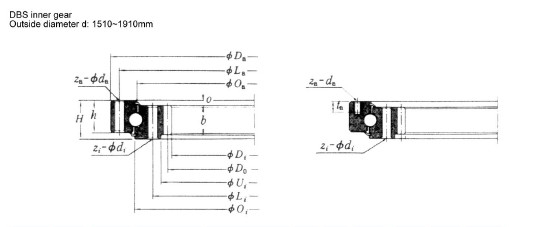 976DBS101y rodamiento de bolas de cuatro puntos de contacto con engranaje interno,1210x976x95mm proveedor